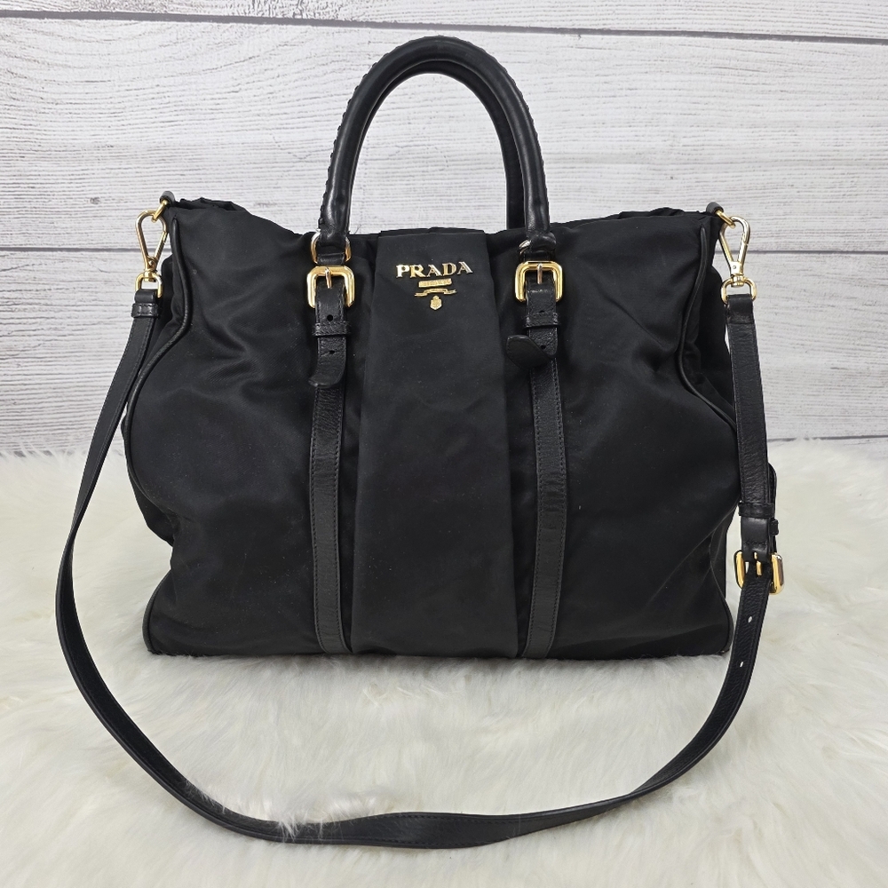 Prada Tessuto Black Nylon Women's Luxury 2 Way Handbag